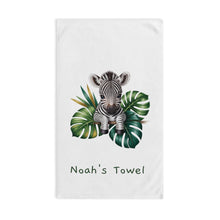 Load image into Gallery viewer, Baby Zebra with Tropical Leaves Hand Towel | Personalized Name Option