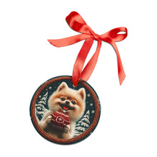 Load image into Gallery viewer, Pomeranian Christmas Ornament: Digital Knitted Style Acrylic Decor