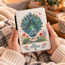 Load image into Gallery viewer, Personalized Peacock Illustration Kindle Case , Watercolor Floral Reading Sleeve, Cute Kindle Sleeve, Animal Kindle