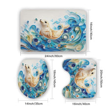 Load image into Gallery viewer, 3-Piece Seal Bathroom Set โ Flannel Toilet Mat, Lid Cover & Bath Rug