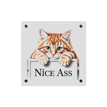 Load image into Gallery viewer, Funny Ginger Cat Acrylic Wall Art, Toilet Decor, Animal Lover Gift, Peeking Cat Decor