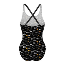 Load image into Gallery viewer, Black Fish Print One Piece Swimsuit