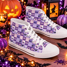 Load image into Gallery viewer, Spooky Vibes Purple Halloween High Top Sneakers