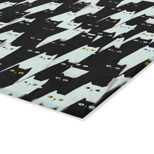 Load image into Gallery viewer, Black and White Cat Pattern Glass Cutting Board | Cute Cat Kitchen Decor