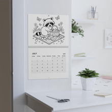 Load image into Gallery viewer, Raccoon Coloring Calendar 2027, Coloring Wall Calendar, Cute Raccoon Art, Creative Animal Gift