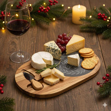 Load image into Gallery viewer, Engraved Acacia Wood Charcuterie Board with Knives