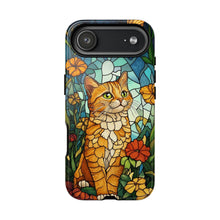 Load image into Gallery viewer, Ginger Cat Stained Glass Phone Case, Protective Art Design