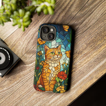 Load image into Gallery viewer, Ginger Cat Stained Glass Phone Case, Protective Art Design