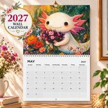 Load image into Gallery viewer, Axolotl Calendar 2027, Cute Axolotl Wall Calendar, Axolotl Lover Gift, Kawaii Animal Calendar, Cute Amphibian Gift, Christmas Gift