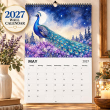 Load image into Gallery viewer, Peacock Calendar 2027, Colorful Peacock Wall Calendar, Peacock Lover Gift, Bird Lover Gift, Nature Calendar, Elegant Bird Decor