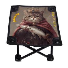 Load image into Gallery viewer, Personalized Fishing Stool, Funny King Cat Portable Camping Seat, Outdoor Furniture, Fishing Gear, Beach Accesories, Gift For Fathers Day