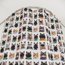 Load image into Gallery viewer, Funny Cat Faces Shower Curtain, Quirky Dressed Feline Portrait Bath Curtain, Whimsical Novelty Bathroom Decor, Kitty Lover Housewarming Gift