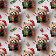 Load image into Gallery viewer, Christmas Red Panda Tablecloth, Holiday Dining, 55.1" Polyester