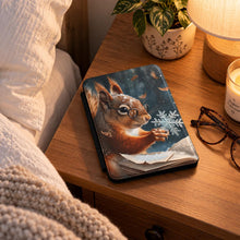Load image into Gallery viewer, Squirrel Kindle Case ,Winter Snowflake Illustration, Christmas Gift For Book Lover, For Animal Lover, Animal Kindle
