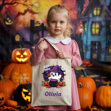 Load image into Gallery viewer, Personalized Halloween Tote Bag for Kids, Ghost Pumpkin Design