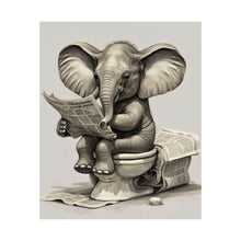 Load image into Gallery viewer, Funny Elephant Bathroom Poster, Reading Newspaper, Animal Humor Print. without frame