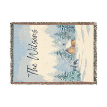 Load image into Gallery viewer, Christmas Woven Blanket – Snowy Cabin Design