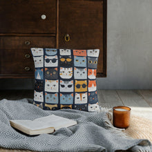 Load image into Gallery viewer, Cute Cats Square Pillow, Kids Room Decor, Spun Polyester Pillow