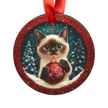 Load image into Gallery viewer, Grumpy Cat Christmas Ornament: Knitted Design Acrylic Holiday Decor