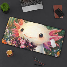Load image into Gallery viewer, Axolotl Desk Mat, Animal Mousepad, Floral Office Decor