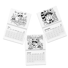 Load image into Gallery viewer, Raccoon Coloring Calendar 2027, Coloring Wall Calendar, Cute Raccoon Art, Creative Animal Gift