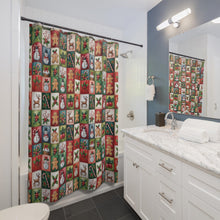 Load image into Gallery viewer, Christmas Patchwork Pattern Shower Curtain , Holiday Snowman Gingerbread Holly