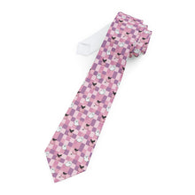 Load image into Gallery viewer, Pink Halloween Necktie – Ghost Checkered Pattern
