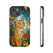 Load image into Gallery viewer, Ginger Cat Stained Glass Phone Case, Protective Art Design