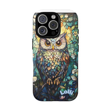 Load image into Gallery viewer, Stained Glass Owl Phone Case, Colorful Animal Print, Tough Dual Layer