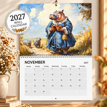 Load image into Gallery viewer, Hippo Calendar 2027, Funny Hippo Wall Calendar, Cute Hippo Art, Hippo Lover Gift