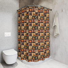 Load image into Gallery viewer, Patchwork Halloween Owls Pumpkin Cats Ghosts Shower Curtain | Fall Bathroom Decor