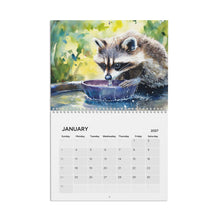 Load image into Gallery viewer, Raccoon Calendar 2027, Cute Raccoon Wall Calendar, Raccoon Lover Gift, Woodland Wildlife Art