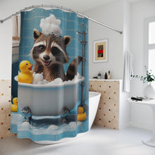 Load image into Gallery viewer, Cartoon Raccoon Shower Curtain, Animal Lover Bathroom Decor