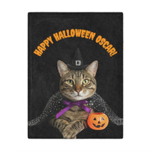 Load image into Gallery viewer, Halloween Cat Minky Blanket, Personalized Cozy Throw