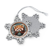 Load image into Gallery viewer, Pewter Snowflake Ornament, Cute Red Panda Christmas Decoration