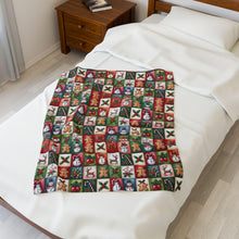 Load image into Gallery viewer, Christmas Patchwork Animals Velveteen Plush Blanket