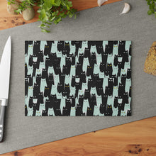 Load image into Gallery viewer, Black and White Cat Pattern Glass Cutting Board | Cute Cat Kitchen Decor
