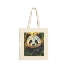 Load image into Gallery viewer, Stained Glass Panda Tote Bag | Colorful Panda Artwork, Canvas Shopper
