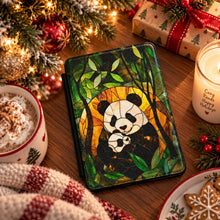 Load image into Gallery viewer, Stained Glass Design Panda Mom and Baby Kindle Case , Panda Tablet Cover, Christmas Gift For Book Lover, Animal Kindle
