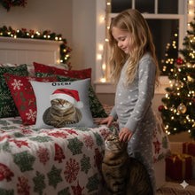 Load image into Gallery viewer, Cat Christmas Pillow, Personalized Holiday Cat Lover Gift, Gift For Cat Mom
