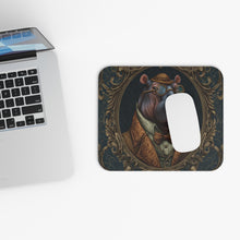 Load image into Gallery viewer, Victorian Hippo Portrait Mouse Pad , Steampunk Gentleman Animal Art, Gift for Animal Lovers
