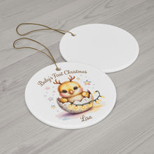 Load image into Gallery viewer, Baby's First Christmas Chick Ornament Ceramic Ornament, Personalized Gift For New Baby
