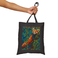 Load image into Gallery viewer, Red Panda in Bamboo Tote Bag | Canvas Animal Illustration
