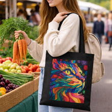 Load image into Gallery viewer, Colorful Cat Art Tote Bag | Heavy Cotton Canvas
