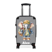 Load image into Gallery viewer, Personalized Kids Suitcase: Gray Elephant Design, Xmas Gift
