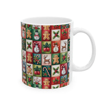 Load image into Gallery viewer, Christmas Patchwork Icons Mug , Ceramic Mug, Unique Gift for Holiday
