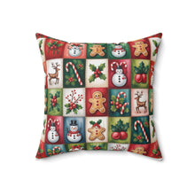 Load image into Gallery viewer, Christmas Patchwork Icons Snowman Gingerbread Reindeer Pillow
