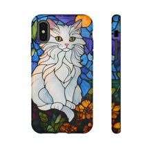 Load image into Gallery viewer, Stained Glass Style White Persian Cat Phone Case
