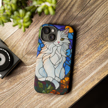 Load image into Gallery viewer, Stained Glass Style White Persian Cat Phone Case
