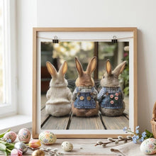 Load image into Gallery viewer, Cute Bunny Poster, Three Bunnies Wall Art, Easter Home Decor, Bunny Lover Gift, Kids Room Decor, Spring Wall Art, Easter Gift
